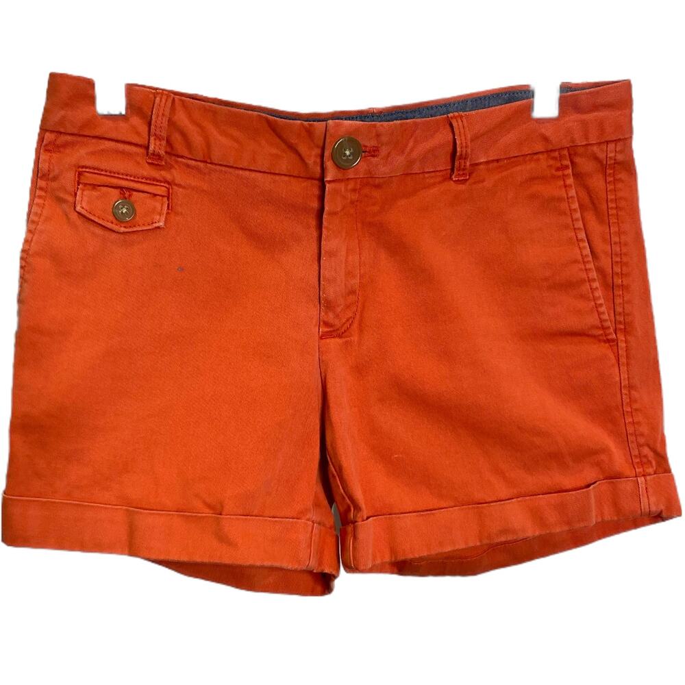 Banana Republic Womens Orange Chino Shorts‎ Size 2 Cuffed Cotton Twill Casual